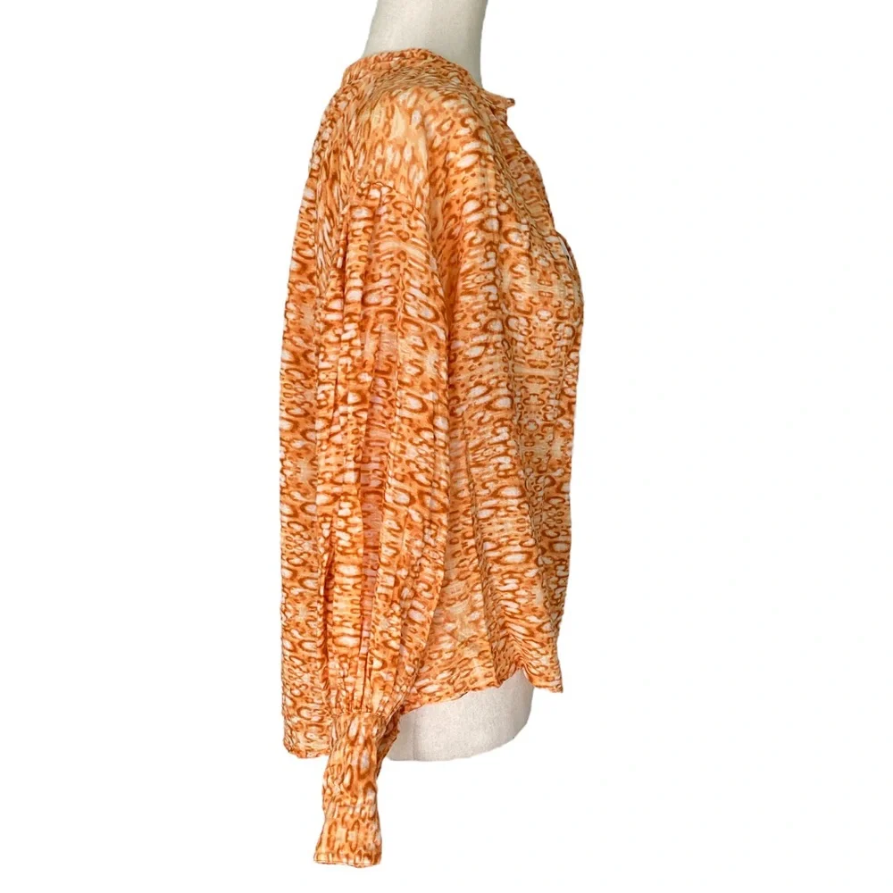 Anthropologie Kinga Csilla Sera Cropped Blouse in Orange Leopard Print - 2